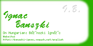 ignac banszki business card